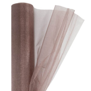OA-SIMA-23-470 Snow organza anyag sima [23,5cm x 10 méter] sötét bézs