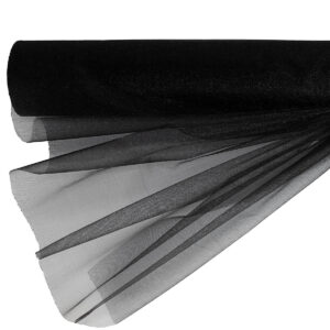 OA-SIMA-47-045 Snow organza anyag sima [47cm x 10 méter] fekete