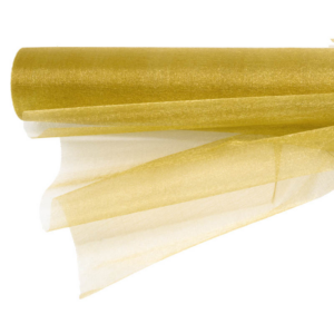 OA-SIMA-47-049 Snow organza anyag sima [47cm x 10 méter] arany zöldes