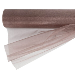 OA-SIMA-47-470 Snow organza anyag sima [47cm x 10 méter] sötét bézs