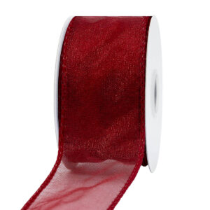 OS-AM311D-0150-005 Organza szalag drótos széllel  [38mm x 10m] bordó