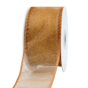 OS-AM311D-0150-014 Organza szalag drótos széllel  [38mm x 10m] arany