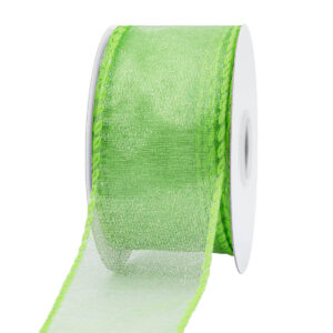 OS-AM311D-0150-048 Organza szalag drótos széllel  [38mm x 10m] almazöld