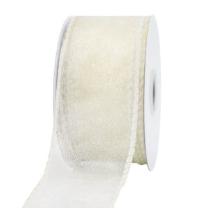 OS-AM311D-0150-074 Organza szalag drótos széllel  [38mm x 10m] ekrü