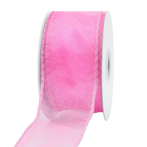 OS-AM311D-0150-086 Organza szalag drótos széllel  [38mm x 10m] rózsaszín