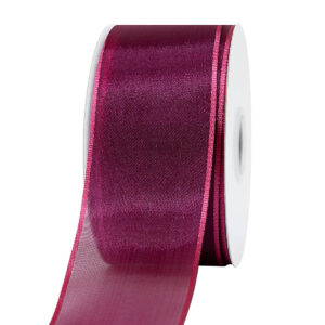 OS-AY346-0150-A025 Dekorációs organza szalag [38mm x 10m] bordó/pink