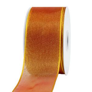 OS-AY347-0150-A002 Organza szalag drótos [38mm x 10m] korall/citrom