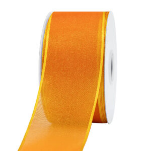 OS-AY347-0150-A020 Organza szalag drótos [38mm x 10m] világos nrancs/citrom