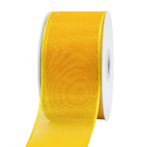 OS-AY347-0150-A022 Organza szalag drótos [38mm x 10m] napsárga/citrom
