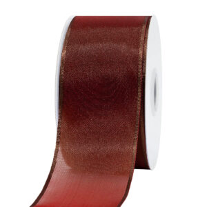 OS-AY356-0150-A001 Organza szalag drótos [38mm x 10m] bordó/barna