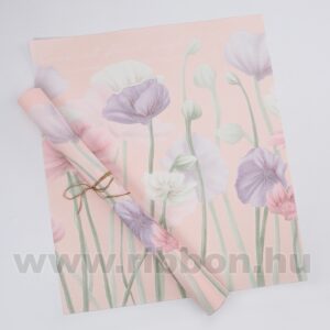 PAP-VS-165 Virágmintás íves papír csomagoló- 15 ív/csomag [59cm x 52cm] púder rózsaszín/lila