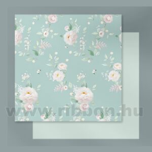 PAP-VV-03 Virágmintás íves papír csomagoló- 10 ív/csomag [53cm x 53cm] pasztell mentazöld