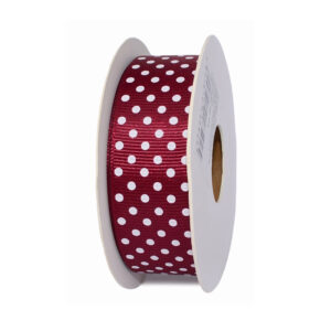 RIP-RPO-25-005/073 Pöttyös ripsz szalag [25mm x 10m] bordó/fehér