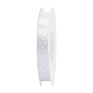 SS-PSZ-10-073/073 Szatén szalag pöttyös [10mm x 25 yard] fehér/fehér