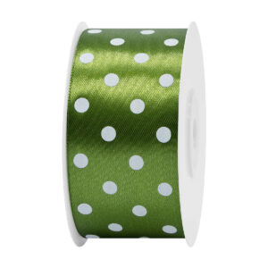 SS-PSZ-38-047/073 Szatén szalag pöttyös [38mm x 25 yard] sötét mohazöld/fehér