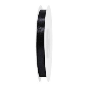 SS-SZ-06-045 Sima szatén szalag egyszínű [6 mm x  22,86 méter] fekete