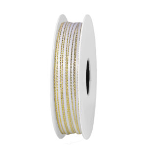 SS-SZL-SB-03-073 Aranyszélű szatén szalag [3mm x 10méter] fehér/arany
