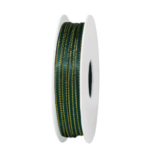 SS-SZL-SB-03-625 Aranyszélű szatén szalag [3mm x 10méter] sötétzöld/arany