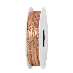 SS-SZL-SB-03-693 Aranyszélű szatén szalag [3mm x 10méter] púder rózsaszín/arany