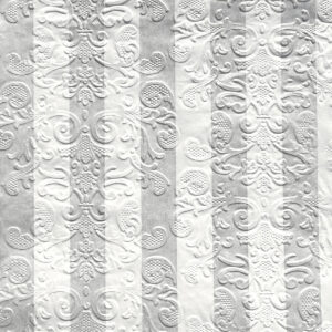 SZA-EB1-L1204-33-M-102 Metál csíkos dombornyomott esküvői szalvéta - 20db/csomag [33cm x 33cm]ezüst/fehér