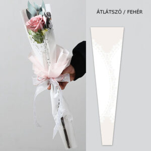 FOL-TAS-CS-S-243 Íves fólia virágtasak csipke mintás - 20 ív/csomag [14cm x 4cm x 50cm] átlátszó/fehér