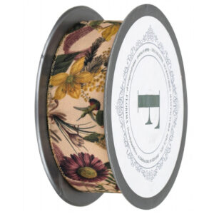 TE-225498Z-35mm-12/08/35 Dekorációs szalag [3,5cm x 10m] bézs/sárga/burgundi