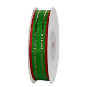 TE-AX719-0050-C005 Dekorációs szalag  karácsonyi [16mm x 10m] zöld/piros