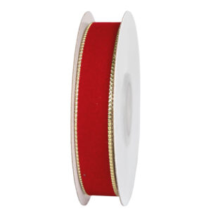 BS-BB014-0050-G015 Bársony szalag [16mm x 10m] piros/arany