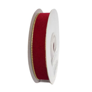 BS-BB014-0050-G022 Bársony szalag [16mm x 10m] bordó/arany