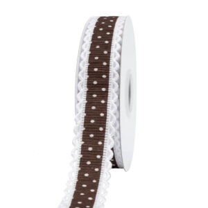 TE-CSP-15-044 Pöttyös mintás dekor szalag [15mm x 9,1m] barna