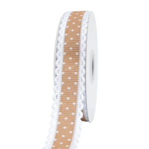 TE-CSP-15-472 Pöttyös mintás dekor szalag [15mm x 9,1m] bézs