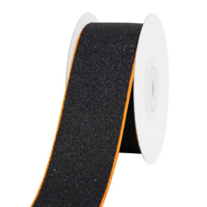 TE-DF719-0150-C023 Dekorációs glitter szalag [38mm x 10m] fekete/narancs