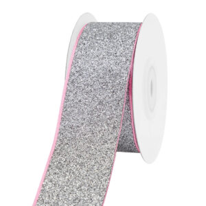 TE-DF719-0150-C030 Dekorációs glitter szalag [38mm x 10m] ezüst/rózsaszín