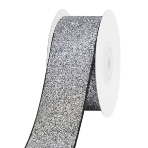 TE-DF719-0150-C032 Dekorációs glitter szalag [38mm x 10m] ezüst/fekete