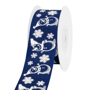 TE-DW789-0150-C004 Dekorációs karácsonyi szalag [38mm x 10m] navy kék/fehér/ezüst