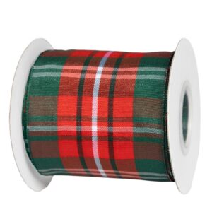 TE-KKB-63-055 Skót kockás karácsonyi szalag [63mm x 10m] sötétzöld/piros/fehér
