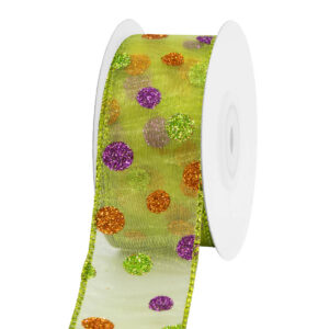 TE-YAT40-0150-L006 Glitter pöttyös organza szalag [38mm x 10m] zöld