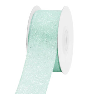 TE-YBP24-0150-I012 Glitteres karácsonyi dekor szalag [38mm x 10m] pasztell almazöld