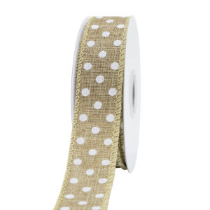 TE-YCK05-0070-X302 Pöttyös mintás dekor szalag [22mm x 10m] sötét natúr