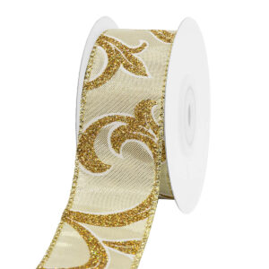 TE-YFC73-0150-G001 Glitter mintás karácsonyi dekor szalag [38mm x 10m] arany/arany