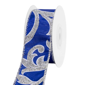 TE-YFC73-0150-S004 Glitter mintás karácsonyi dekor szalag [38mm x 10m] sötétkék/arany