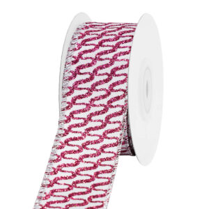 TE-YHF52-0150-S004 Glitter mintás karácsonyi dekor szalag [38mm x 10m] ciklámen