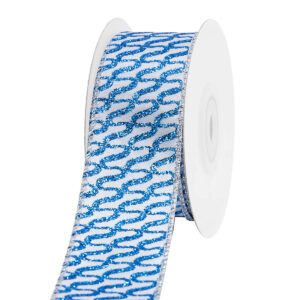 TE-YHF52-0150-S005 Glitter mintás karácsonyi dekor szalag [38mm x 10m] kék