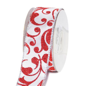 TE-YHH56-0150-S005 Karácsonyi glitter mitás dekor szalag [38mm x 10m] fehér/piros