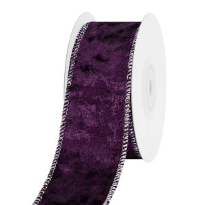 TE-YSB72-0150-S006 Bársony dekor szalag metál hátoldallal [38mm x 10m] padlizsánlila/ezüst