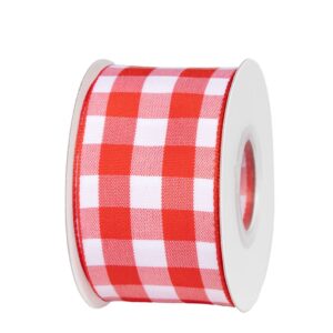 TE-YH030B-0150-119 Kockás mintás dekor szalag [38mm x 10m] fehér/piros