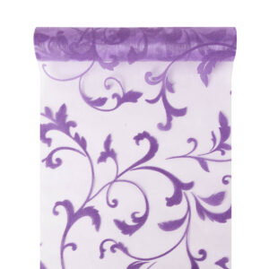OA-BS-INDA-23-Y10-110,116 Bársony inda mintás organza anyag [23,5cm x 5m] lila