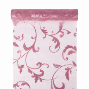 OA-BS-INDA-23-Y10-186 Bársony inda mintás organza anyag [23,5cm x 5m] mályva