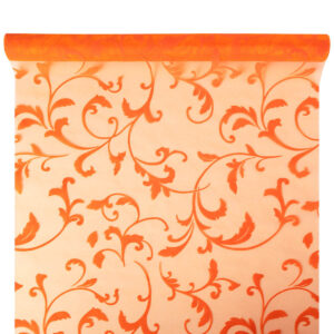 OA-BS-INDA-47-Y10-022,021 Bársony inda mintás organza anyag [47cm x 5m] narancssárga