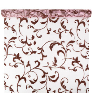 OA-BS-INDA-47-Y10-086,044 Bársony inda mintás organza anyag [47cm x 5m] rózsaszín/barna